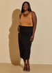 Faux Leather Trimmed Pencil Skirt, Black image number 2