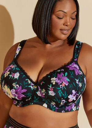 Floral Full Coverage Butterfly Bra, Multi image number 0
