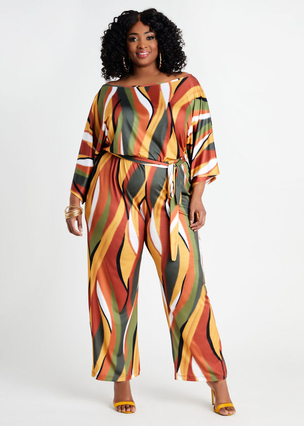 Abstract Off The Shoulder Jumpsuit, Multi image number 3