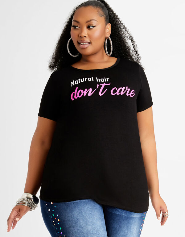 Natural Hair Dont Care Graphic Tee, Black image number 0