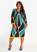 Plus Size Abstract Colorblock Sheath Bodycon Knee Length Dress image number 0