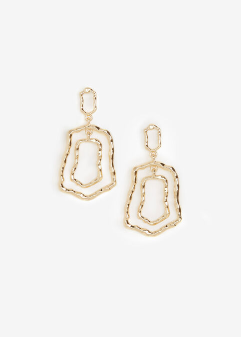 Gold Textured Double Drop Earrings, Gold image number 0