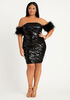 Embellished Stretch Tulle Dress, Black image number 0