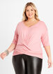 Plus Size Stretch Knit Top Cute Plus Size Twisted Hem Elbow Sleeve Top image number 0