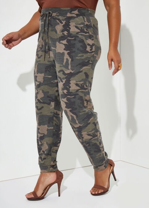 Camo Print Terry Joggers, Olive image number 0