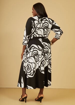 Rose Faux Wrap Maxi Dress, Black White image number 1