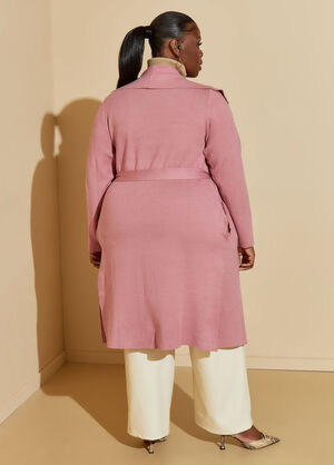 Shawl Collar Belted Duster, Foxglove image number 1