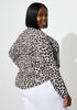 Leopard Print Knit Faux Wrap Top, Multi image number 1