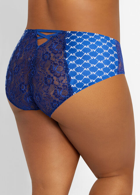 Lace Logo Hipster Panty, Navy image number 1