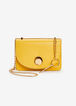 Chain Strap Faux Leather Flap Bag, Yellow image number 0
