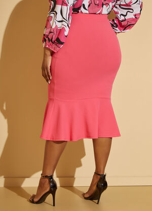 Flounced Midi Skirt, Pink image number 1