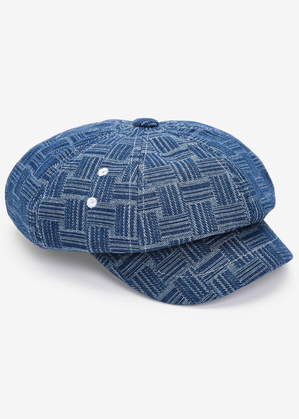 Textured Denim Cabbie Hat, Denim image number 1