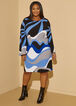 Wave Print Textured Sheath Dress, Multi image number 3