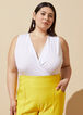 Stretch Knit Faux Wrap Top, White image number 3