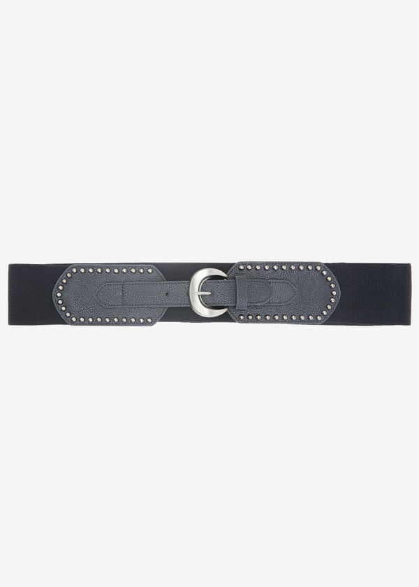Studded Stretch Waist Belt, Black image number 2