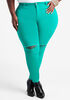 Distressed High Rise Jeggings, Pepper Green image number 0