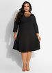 Cutout Flared Knit Dress, Black image number 0