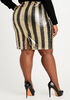Sequin Stripe Midi Skirt, Gold image number 1