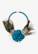 Teal Flower Center Collar Necklace, Blue image number 0