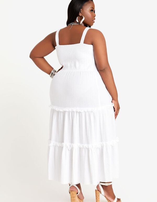 Tall Tiered Gauze Maxi Dress, White image number 1