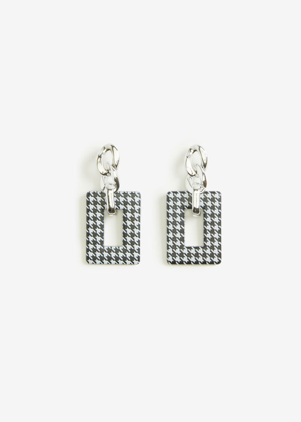 Chain Link Houndstooth Earrings, Black image number 0