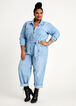 Belted Utility Chambray Jumpsuit, Medium Blue image number 0