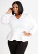 The City Long Sleeve Peplum Top, White image number 0