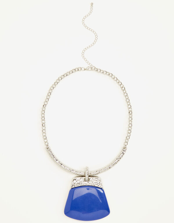 Silver Tone Resin Necklace, Sodalite image number 0
