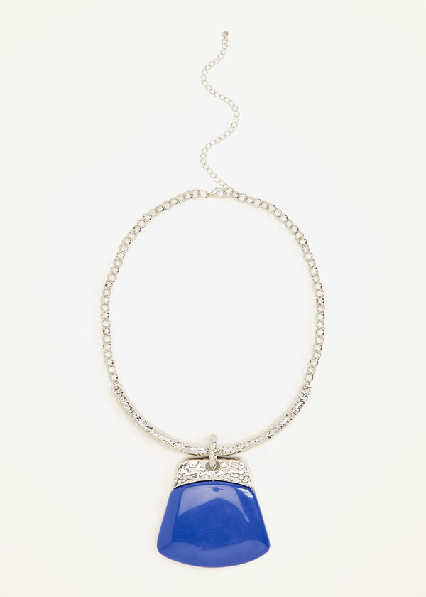 Silver Tone Resin Necklace, Sodalite image number 0