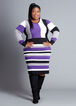 Plus Size Colorblock Stripe Bodycon Knee Length Sweater Dress image number 0