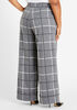 Plaid Cuffed Wide Leg Pull On Pant, Grey image number 1