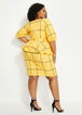 Belted Window Pane Peplum Dress, Amber Yellow image number 1