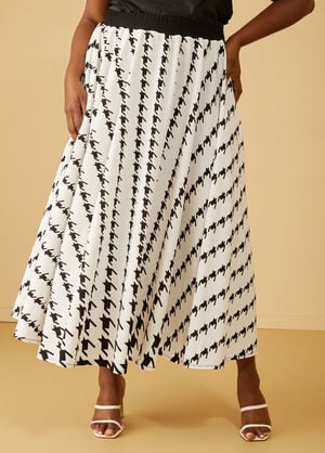 Textured Houndstooth Maxi Skirt, White Black image number 0