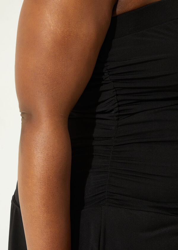 Strapless Stretch Knit Peplum Top, Black image number 2