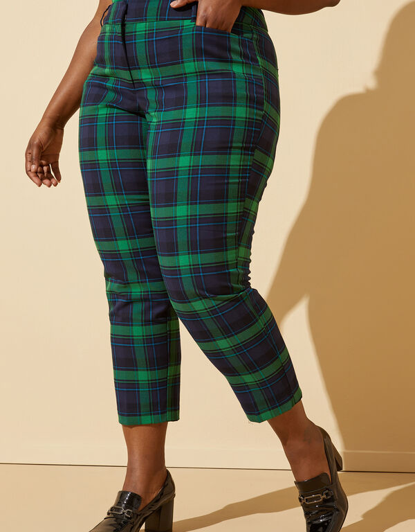 Cropped Plaid Ankle Pants, Navy image number 0