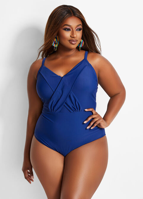 Nicole Miller Crossover One Piece, Navy image number 0