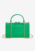 PVC & Faux Leather Studded Satchel, Green image number 1