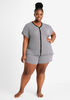 Ellen Tracy Pajama Shorts Set, Black White image number 0