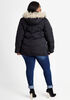 Faux Fur Hood Short Puffer Coat, Black image number 1
