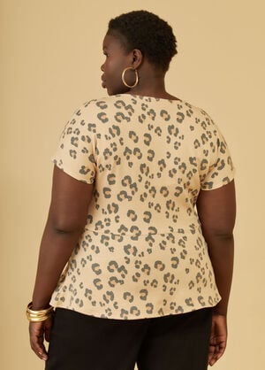 Knotted Leopard Print Top, Multi image number 1