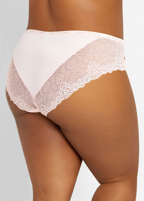 Micro Lace Cage Cheeky Brief Panty, Pink image number 1