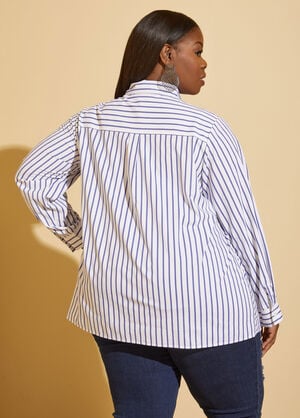 Striped Poplin Shirt, Blue image number 1