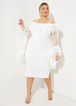 Ruffled Mesh Bodycon Dress, White image number 0