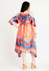 Cold Shoulder Stripe Print Dress, LIVING CORAL image number 1
