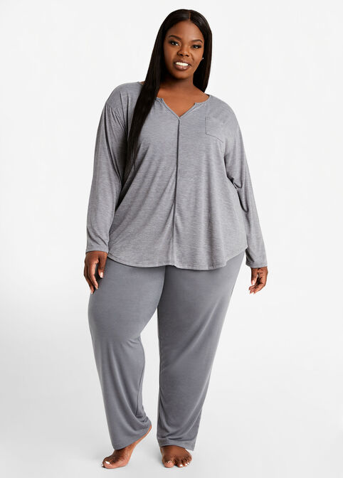 Trendy Plus Size Christian Siriano Knit Lounge Wide Leg Pants Top Set image number 0