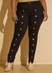 Embellished Split Hem Skinny Jeans, Black image number 3