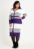 Belted Stripe Button Sweater Dress, Acai image number 0