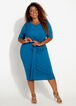 Plus Size Tie Front Knit Tee Bodycon Midi Casual Stretch Summer Dress image number 0