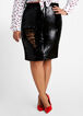 Sequin Front Distress Denim Skirt, Black image number 0