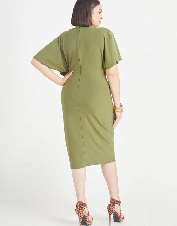 Faux Wrap Bodycon Dress, Olive image number 1